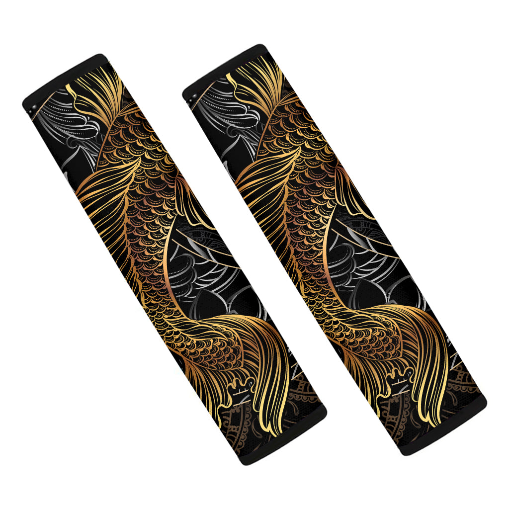 Golden Spiritual Koi Fish Print Car Seat Belt Covers