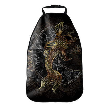 Golden Spiritual Koi Fish Print Car Seat Organizers