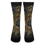 Golden Spiritual Koi Fish Print Crew Socks