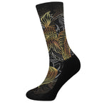 Golden Spiritual Koi Fish Print Crew Socks