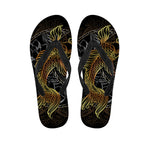 Golden Spiritual Koi Fish Print Flip Flops