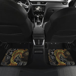 Golden Spiritual Koi Fish Print Front and Back Car Floor Mats