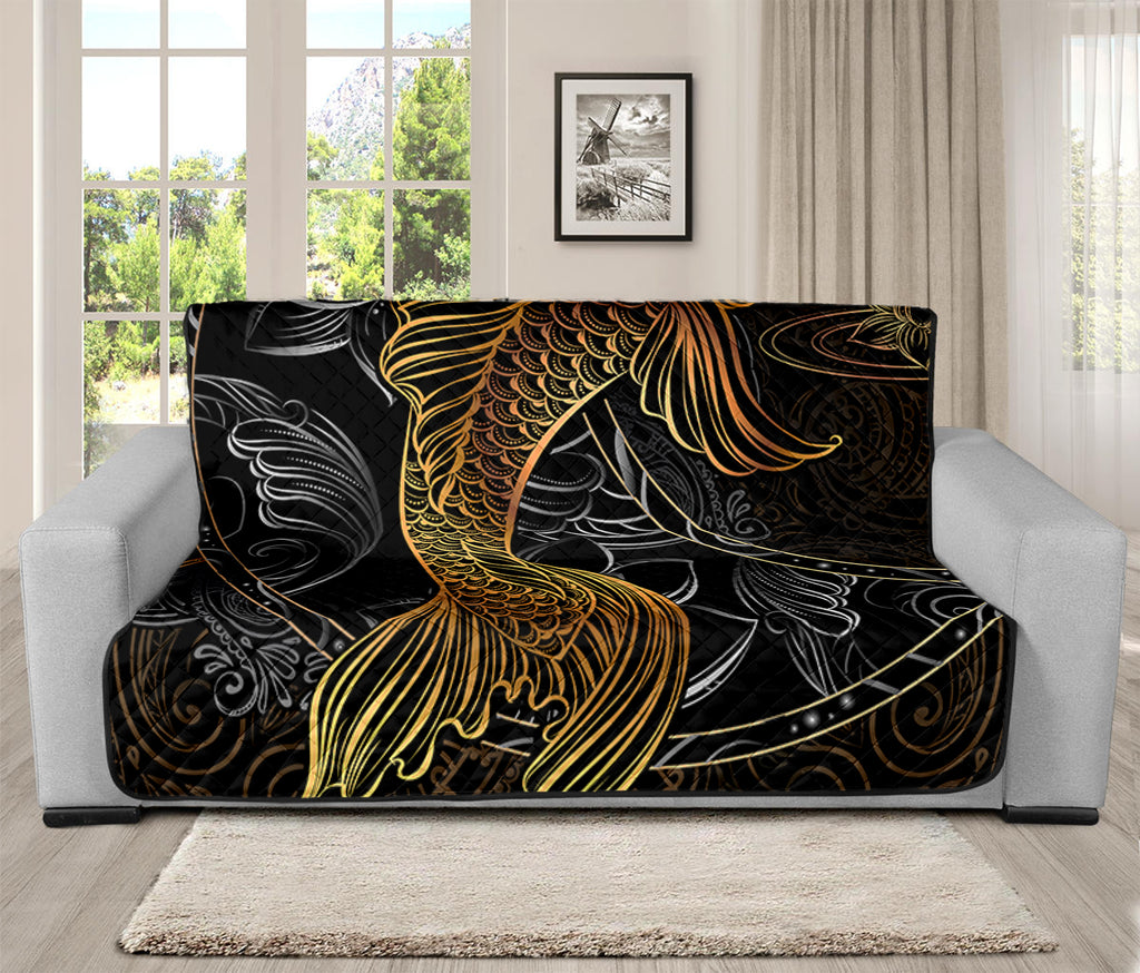 Golden Spiritual Koi Fish Print Futon Protector