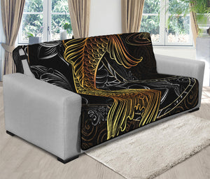 Golden Spiritual Koi Fish Print Futon Protector