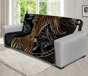 Golden Spiritual Koi Fish Print Futon Protector