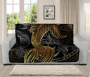 Golden Spiritual Koi Fish Print Futon Protector