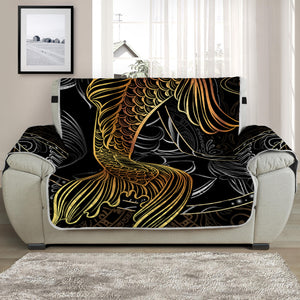 Golden Spiritual Koi Fish Print Half Sofa Protector