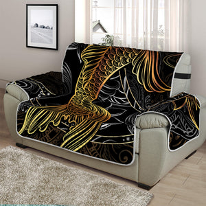 Golden Spiritual Koi Fish Print Half Sofa Protector