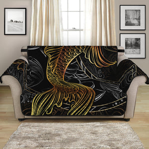 Golden Spiritual Koi Fish Print Loveseat Protector