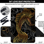 Golden Spiritual Koi Fish Print Loveseat Protector