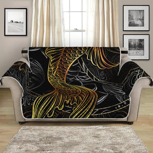 Golden Spiritual Koi Fish Print Loveseat Protector