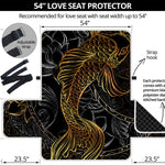 Golden Spiritual Koi Fish Print Loveseat Protector