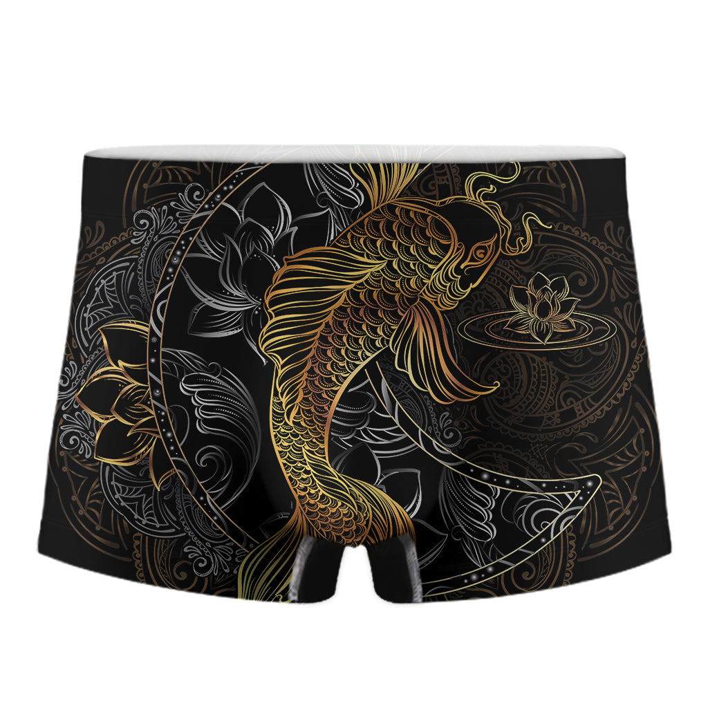 Golden Spiritual Koi Fish Print Men's Boxer Briefs