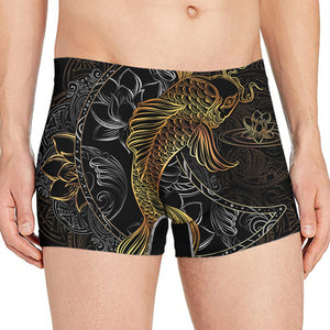 Golden Spiritual Koi Fish Print Men's Boxer Briefs