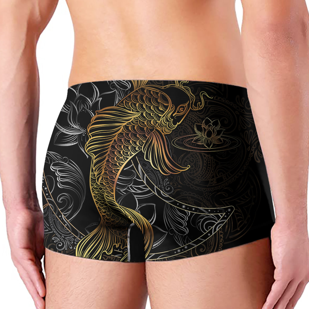 Golden Spiritual Koi Fish Print Men's Boxer Briefs