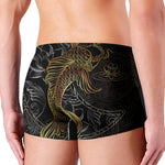 Golden Spiritual Koi Fish Print Men's Boxer Briefs