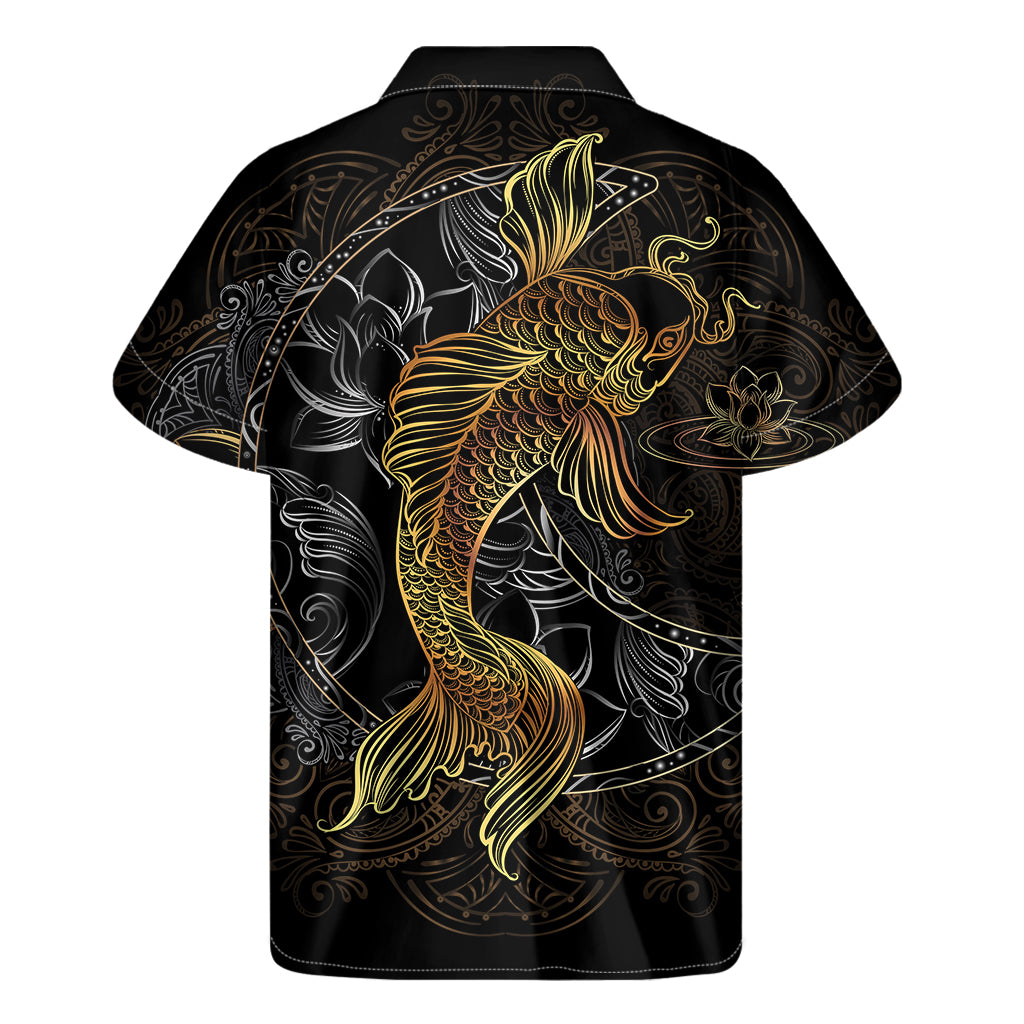 Golden Spiritual Koi Fish Print Men's Short Sleeve Shirt