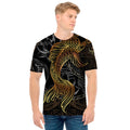 Golden Spiritual Koi Fish Print Men's T-Shirt