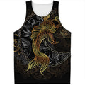 Golden Spiritual Koi Fish Print Men's Tank Top