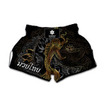 Golden Spiritual Koi Fish Print Muay Thai Boxing Shorts