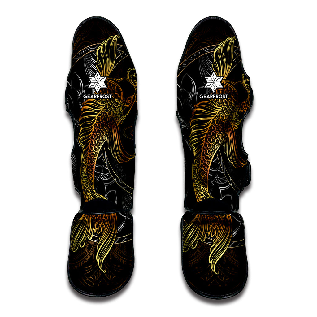 Golden Spiritual Koi Fish Print Muay Thai Shin Guard