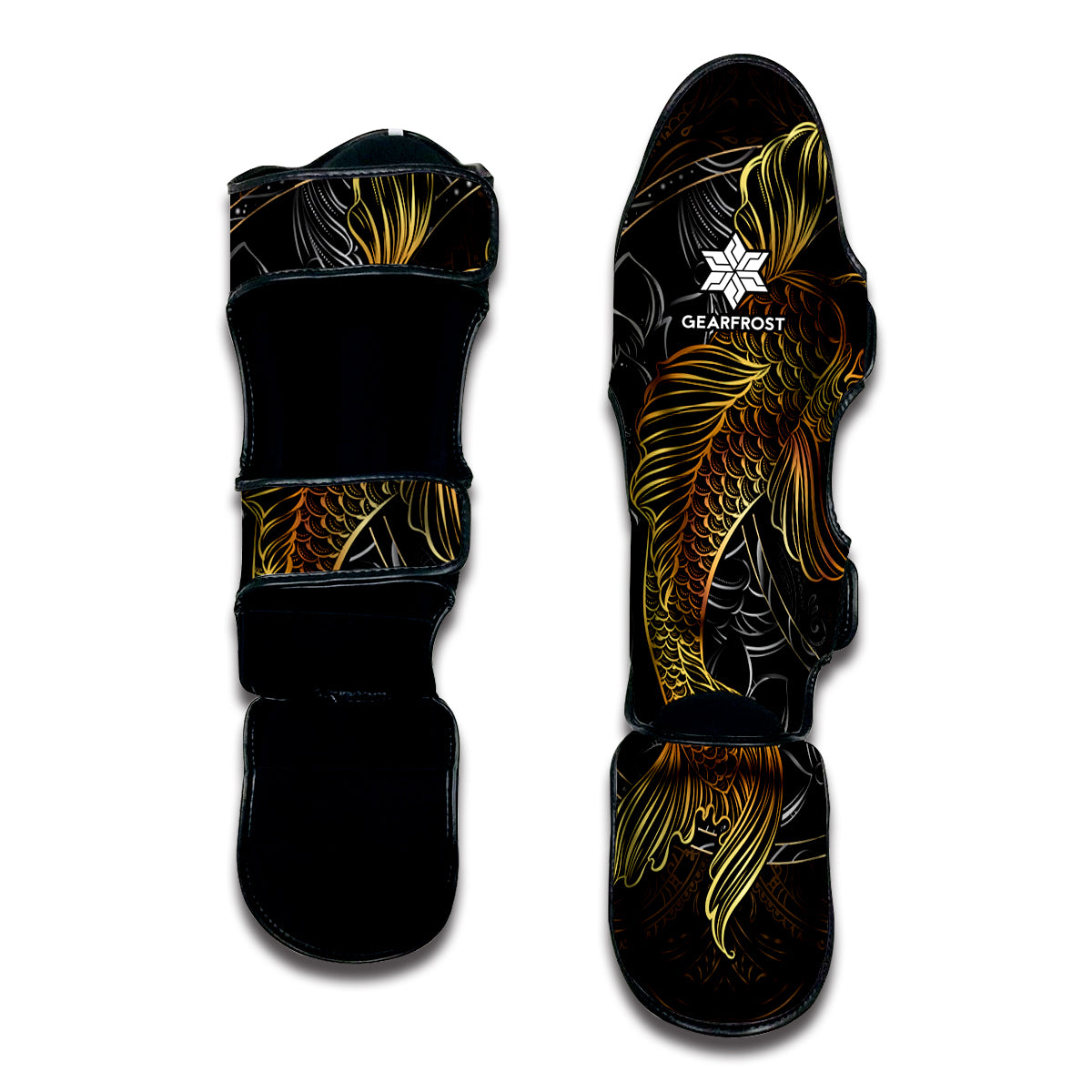 Golden Spiritual Koi Fish Print Muay Thai Shin Guard