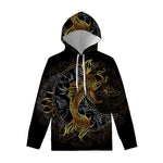 Golden Spiritual Koi Fish Print Pullover Hoodie