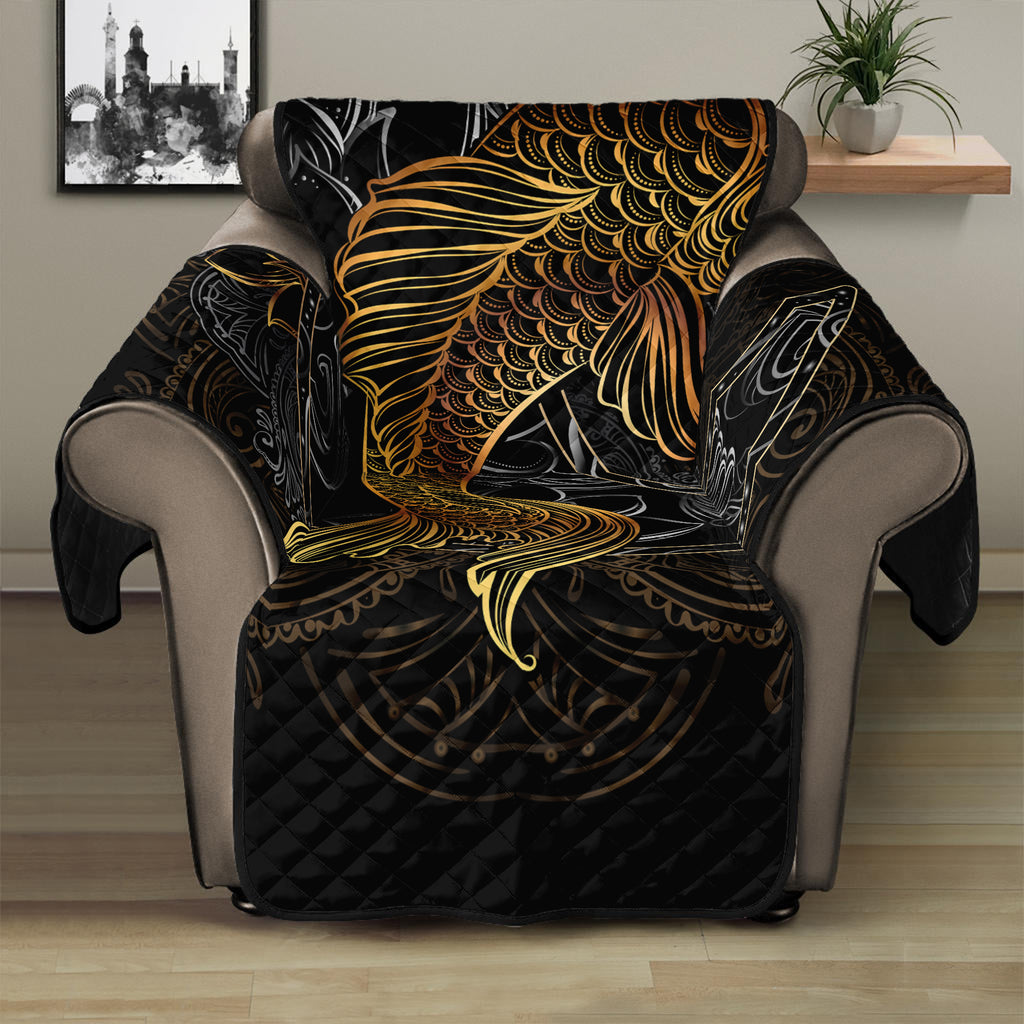 Golden Spiritual Koi Fish Print Recliner Protector