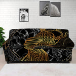 Golden Spiritual Koi Fish Print Sofa Cover