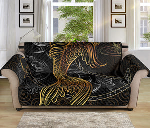 Golden Spiritual Koi Fish Print Sofa Protector