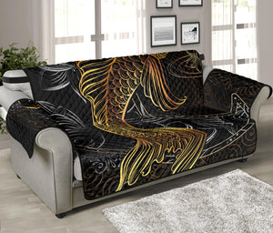 Golden Spiritual Koi Fish Print Sofa Protector