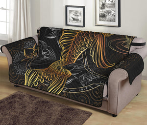 Golden Spiritual Koi Fish Print Sofa Protector