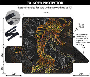 Golden Spiritual Koi Fish Print Sofa Protector