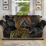 Golden Spiritual Koi Fish Print Sofa Protector