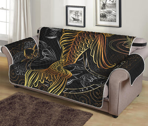 Golden Spiritual Koi Fish Print Sofa Protector