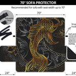 Golden Spiritual Koi Fish Print Sofa Protector