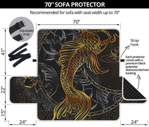 Golden Spiritual Koi Fish Print Sofa Protector