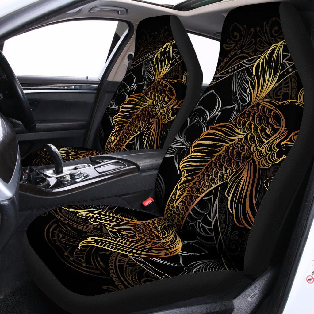 Golden Spiritual Koi Fish Print Universal Fit Car Seat Covers