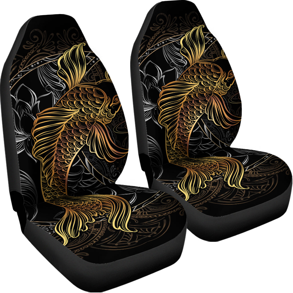 Golden Spiritual Koi Fish Print Universal Fit Car Seat Covers