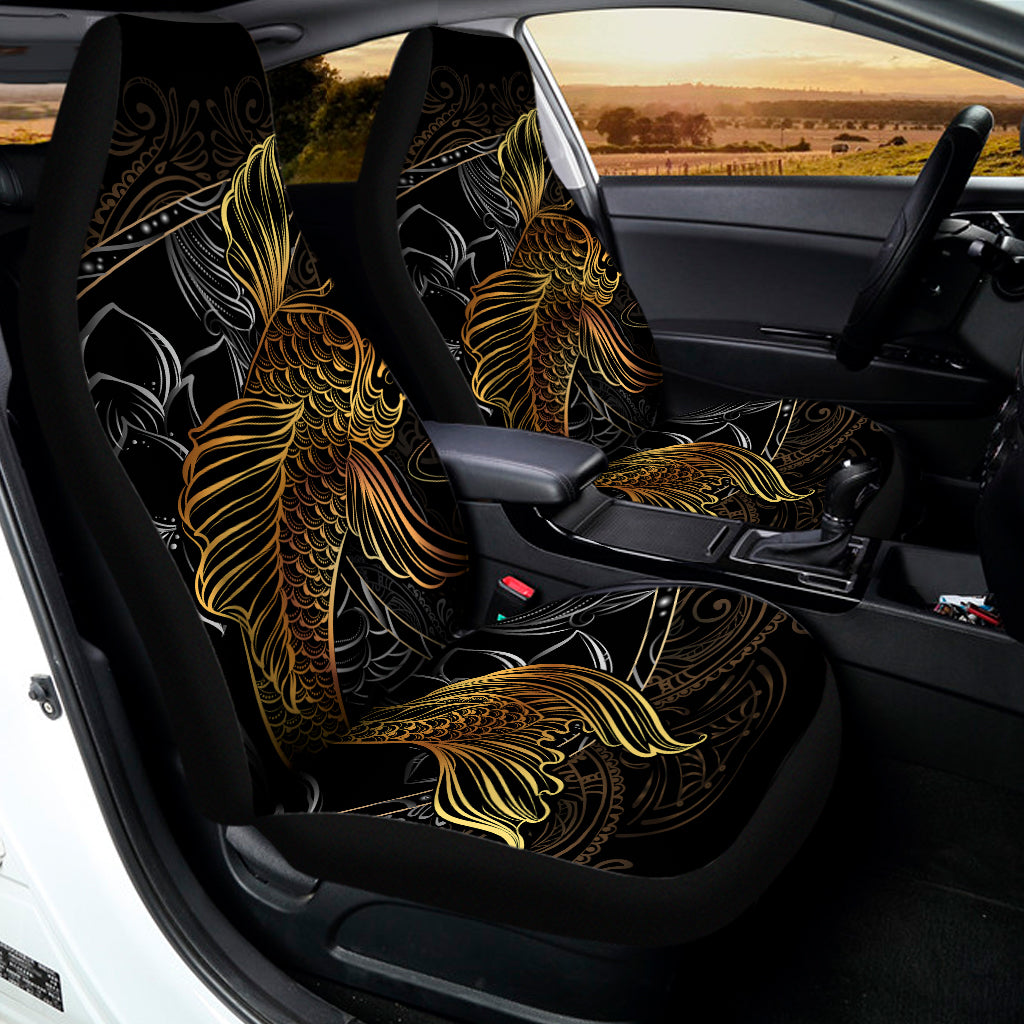 Golden Spiritual Koi Fish Print Universal Fit Car Seat Covers