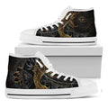 Golden Spiritual Koi Fish Print White High Top Sneakers