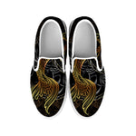 Golden Spiritual Koi Fish Print White Slip On Shoes