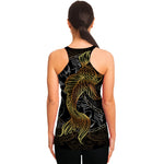 Golden Spiritual Koi Fish Print Women's Racerback Tank Top