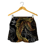 Golden Spiritual Koi Fish Print Women's Shorts