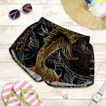 Golden Spiritual Koi Fish Print Women's Shorts