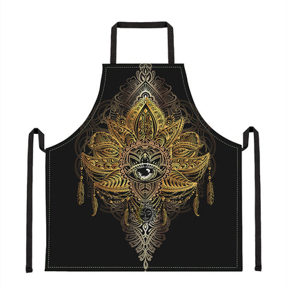 Golden Spiritual Lotus Print Apron