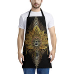 Golden Spiritual Lotus Print Apron
