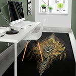 Golden Spiritual Lotus Print Area Rug