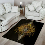 Golden Spiritual Lotus Print Area Rug