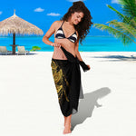 Golden Spiritual Lotus Print Beach Sarong Wrap